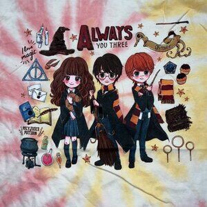 Harry Potter Golden Trio Anime Art Tie-Dye Boyfriend Girlss T-Shirt